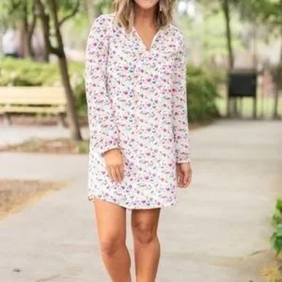 GIBSON Holly Split Neck Shirt Dress Multicolor - Picture 6 of 8